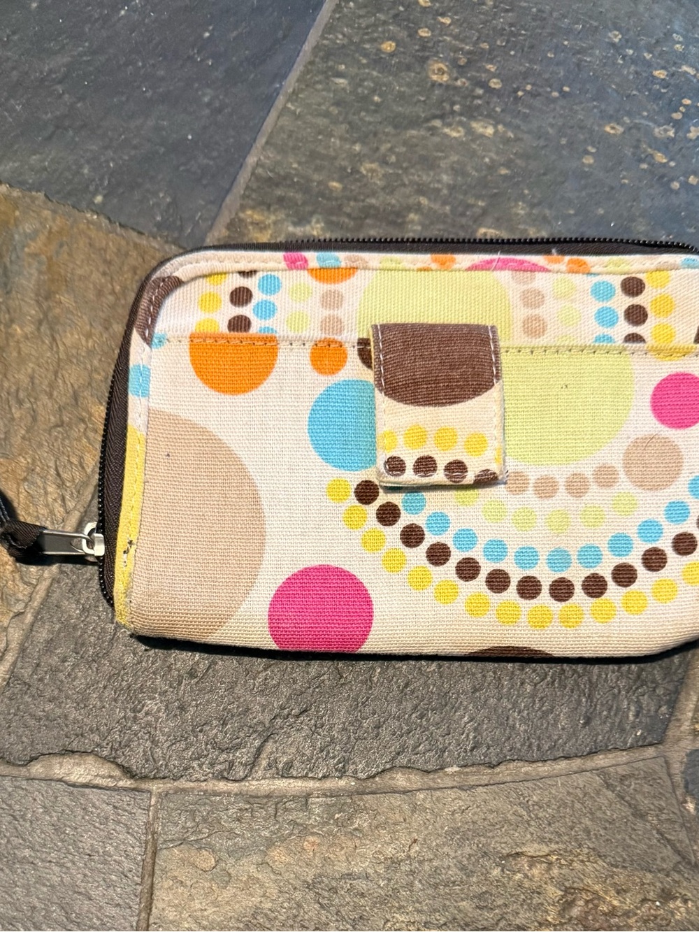 thirty-one Multicolor Dot Canvas Wristlet Wallet